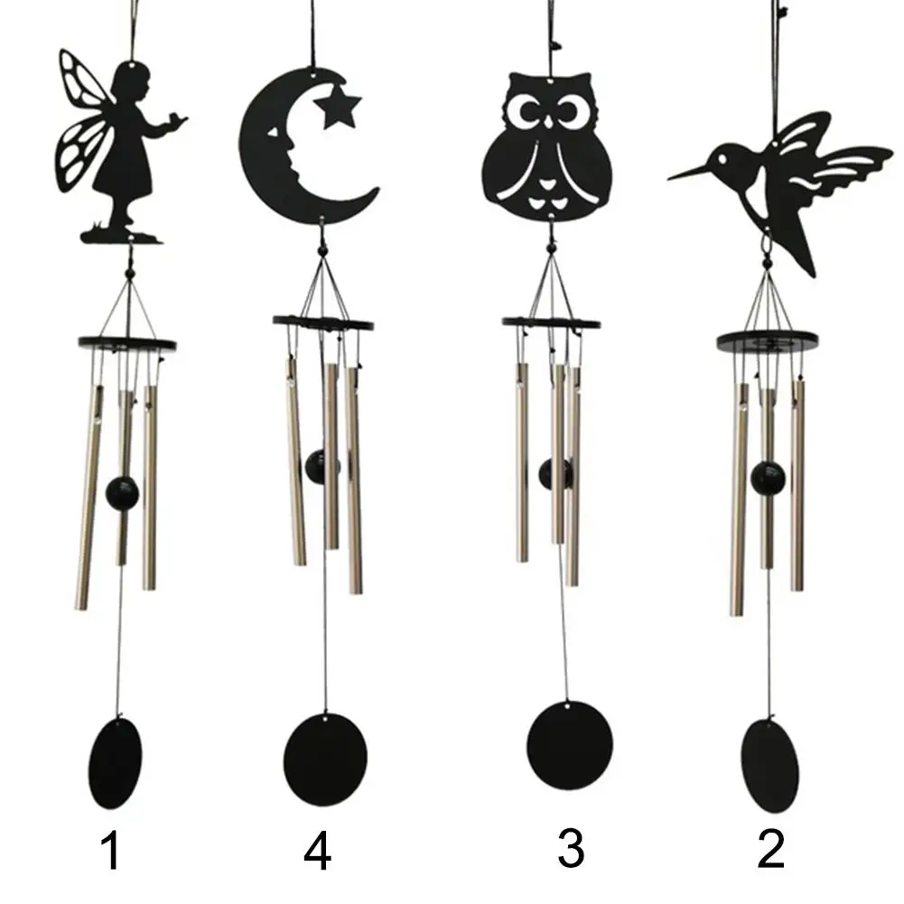 New Handmade Angel Owl Moon Star 3-Tube Metal Lucky Bell Hanging Wind Chime Feng Shui Home Outdoor Yard Garden Decor Birthday Gi