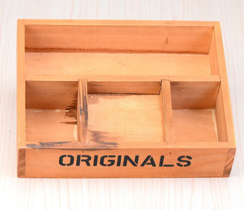 Деревянная коробка в стиле ретро многофункциональная настольная деревянная для