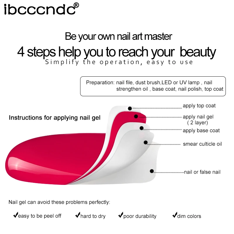 УФ Гель лак для ногтей 10 шт. полуперманентное верхнее покрытие блестящий Цветной