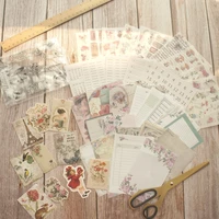 45 pcs diy flower and old fashion romance theme tag mini card background craft paper stamp scrapbooking creative set gift use
