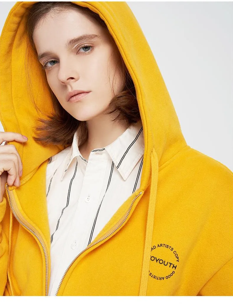 Toyouth Осень корейский сплошной Zip-up Для женщин толстовка свободные Повседневное карман кардиган толстовки Moletom Feminino Bluzy Damskie