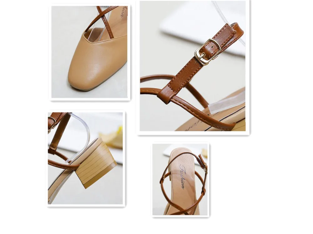 Женские босоножки Новинка 2018 года Корейские туфли-лодочки с квадратным носком