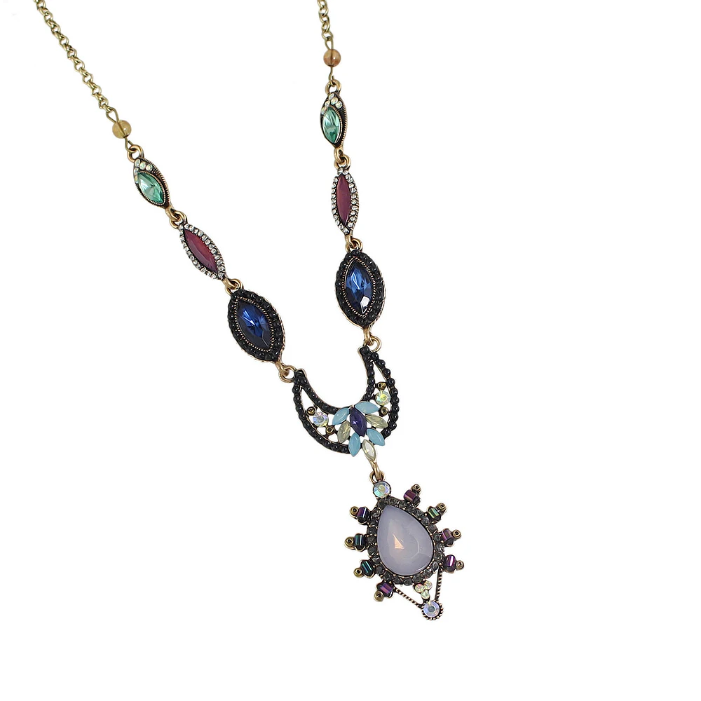 Jufee богемный Стиль Collier Femme разноцветными стразами цветок капли воды кулон