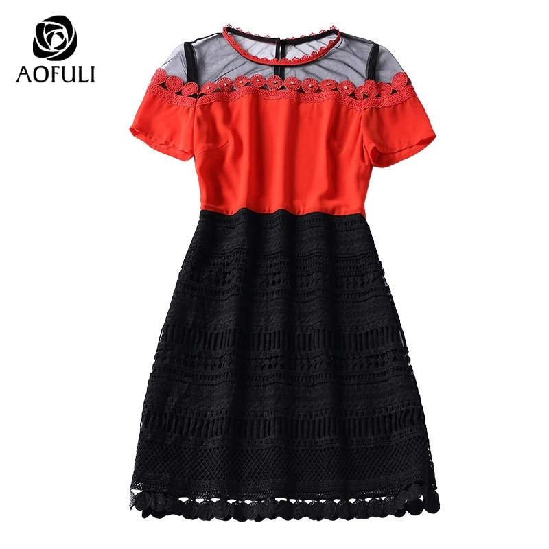 Lace бриллиантовое кружевное платье с коротким рукавом летнее офисное большого