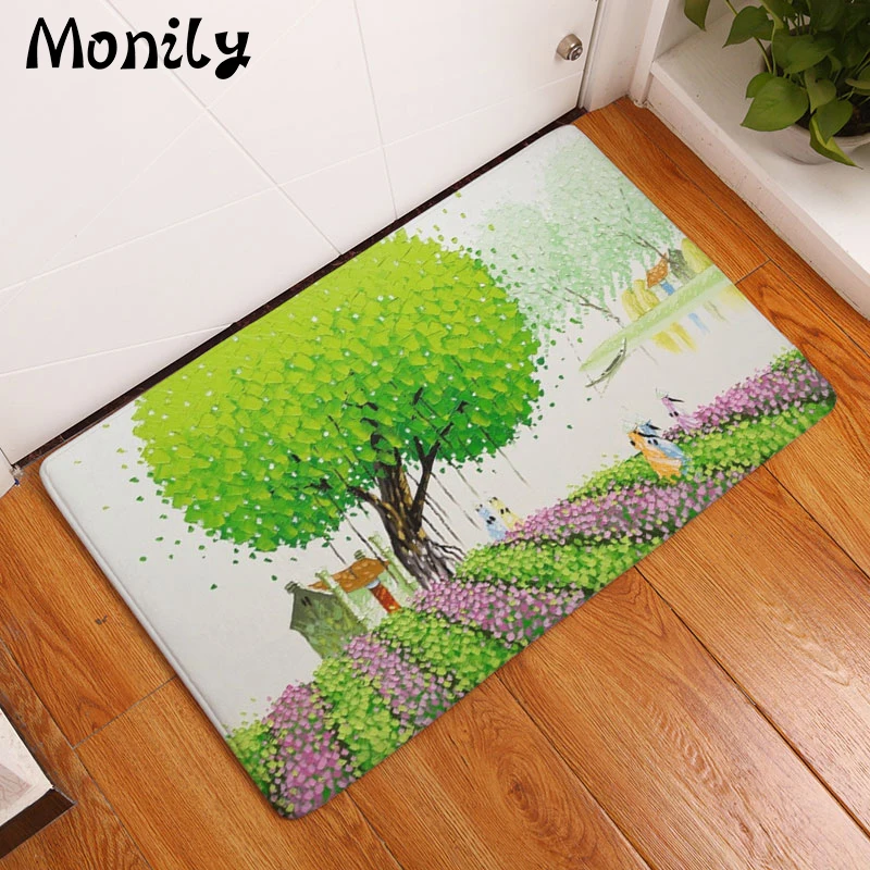 Monily Противоскользящий напольный коврик водонепроницаемый винтажный цветочный