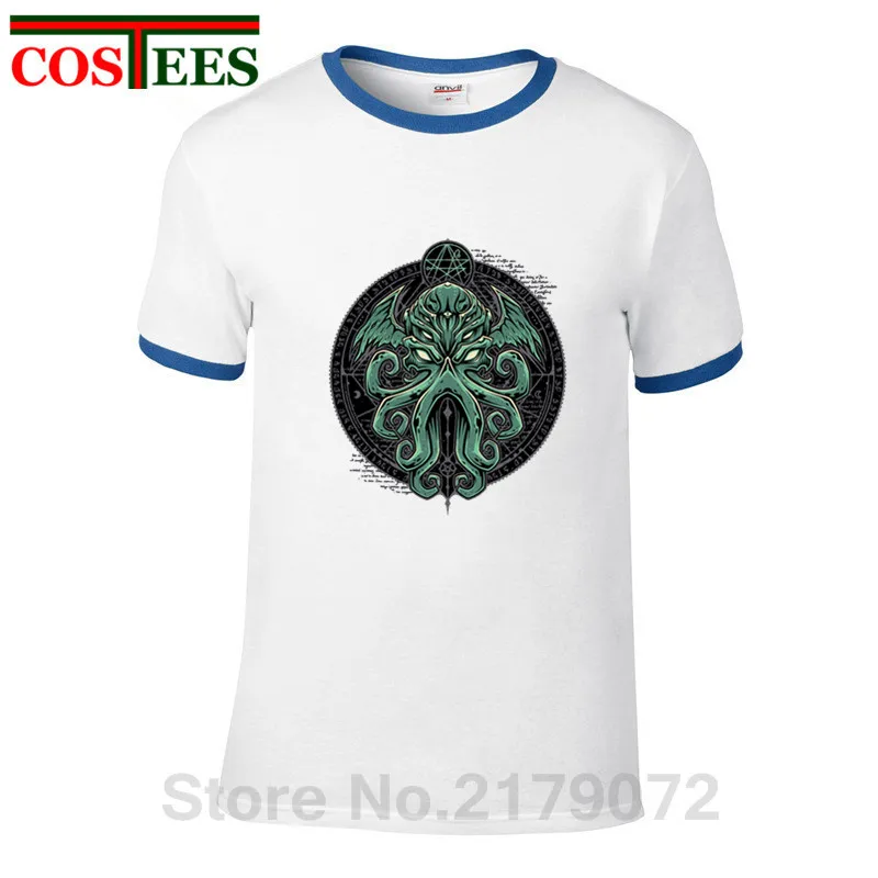 Футболка с принтом ужасов Cthulhu Мужская футболка Осьминогами Ктулху хлопковая