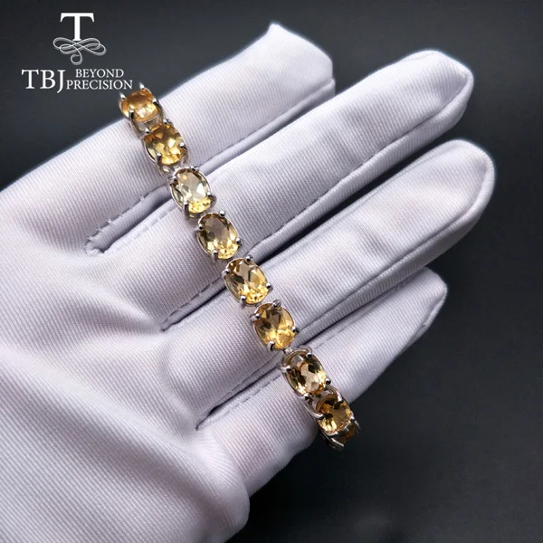 citrine bracelet Браслет из стерлингового серебра 925 пробы с натуральным овальным камнем 6*8 мм, цитрин, хорошее ювелирное изделие, Подарок на годовщину для матери, жены - Цвет камня: citrine bracelet