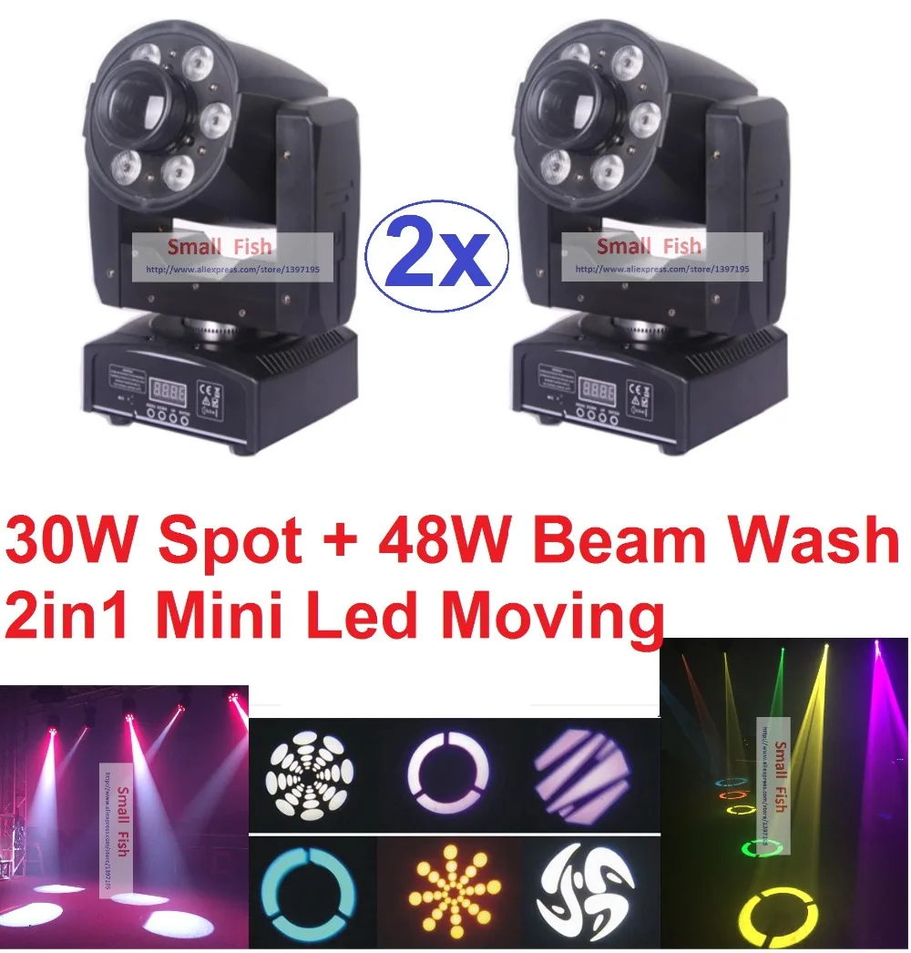 2xLot White 30W LED Spot Moving Head Light + 48W RGBW Led Beam Wash Strobe Par USA Luminums DJ Disco DMX Control Lights | Лампы и