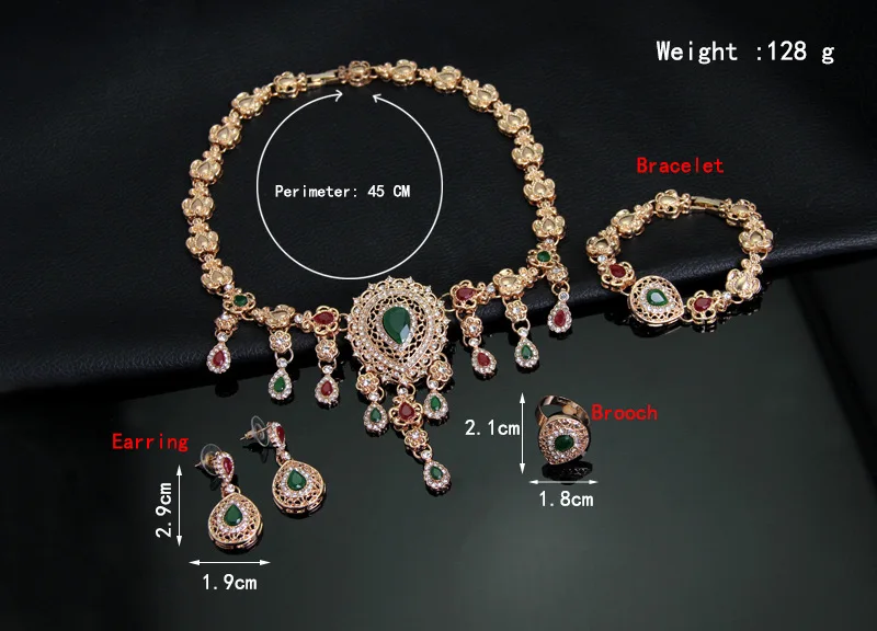 Роскошные индийские Винтаж Свадебные украшения розового золота Цвет Water Drop