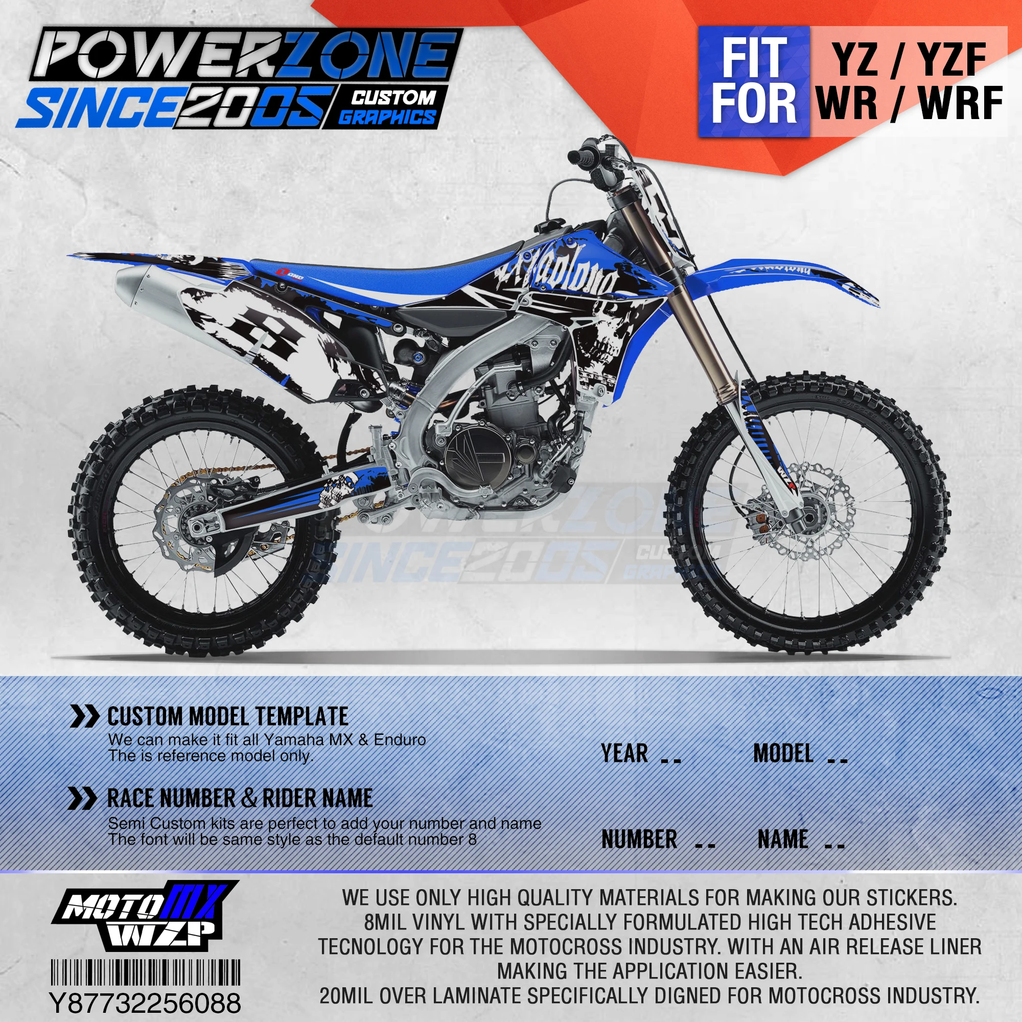 

PowerZone Customized Team Graphics Backgrounds Decals 3M Custom Stickers For YAMAHA YZF450 YZ YZF WR WRF 2010 2011 2012 2013 088