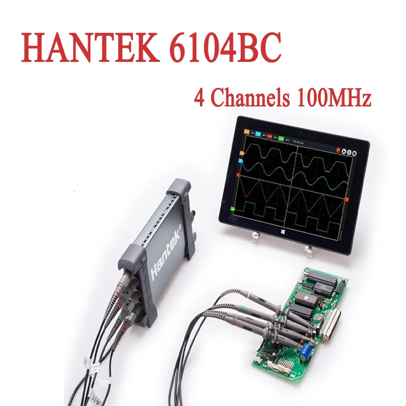 USB осциллографы Hantek 6104BC на базе ПК 4 канала 100 МГц Osciloscopio портативный