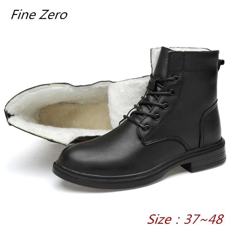New Fashion Men's Boots Genuine Leather Motocycle Boots Winter Warm Shoes Motorcycle Mens Ankle Boot Autumn Men Oxfords Shoes