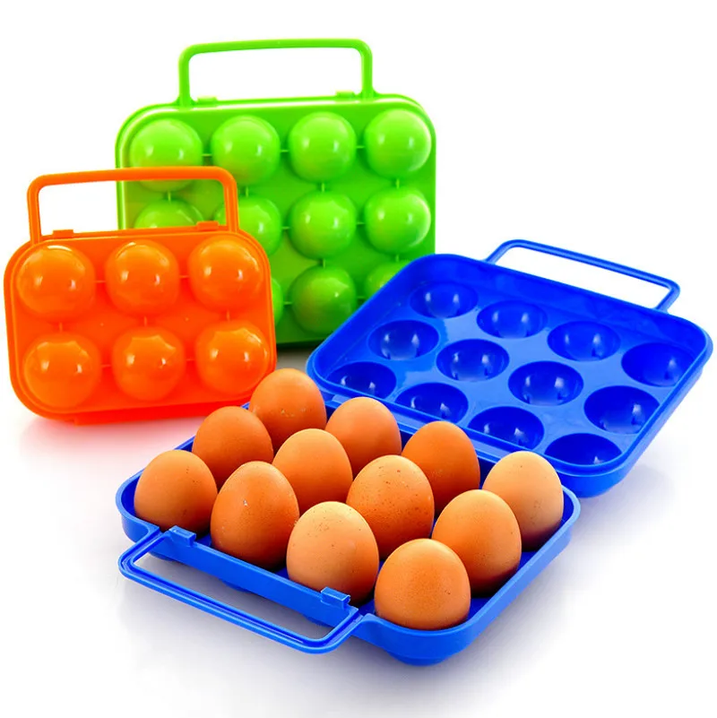 Portable Plastic 6/12 Eggs Storage Box Crisper Outdoor picnic portable plastic Egg box Case Folding Basket Portable Carry