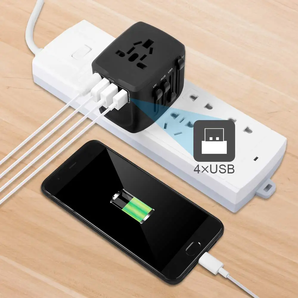 2400 Вт Международный дорожный адаптер питания универсальный 4 порта USB 3 0 для