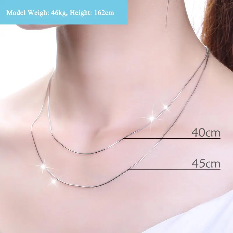 0.7mm-1.0mm Pure Sliver Snake Chain Necklace Fashion S925 Sterling For Women Silver Jewelry 2022 | Украшения и аксессуары