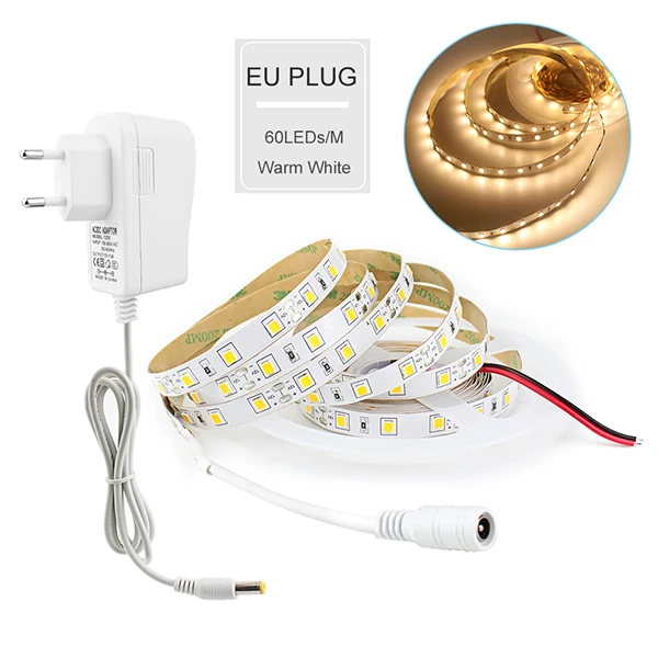 300led Warm White EU Сенсорный выключатель с регулируемой яркостью 4040 SMD Светодиодная лента 12 В 5 м 110 В 220 В светодиодный гибкий светильник, Диодная лента, светодиодный светильник под шкаф, Кухонный Светильник - Испускаемый цвет: 300led Warm White EU