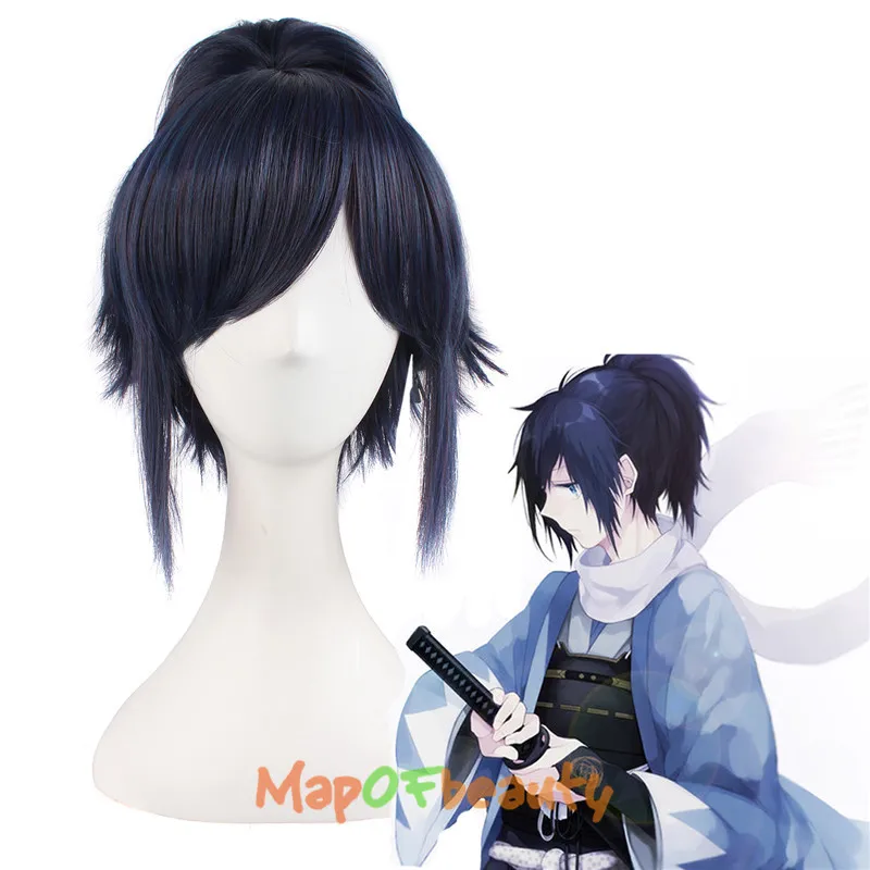 MapofBeauty короткий кудрявый 12 &quotчерный микс синий Косплей парики TouKenRanBu мужские