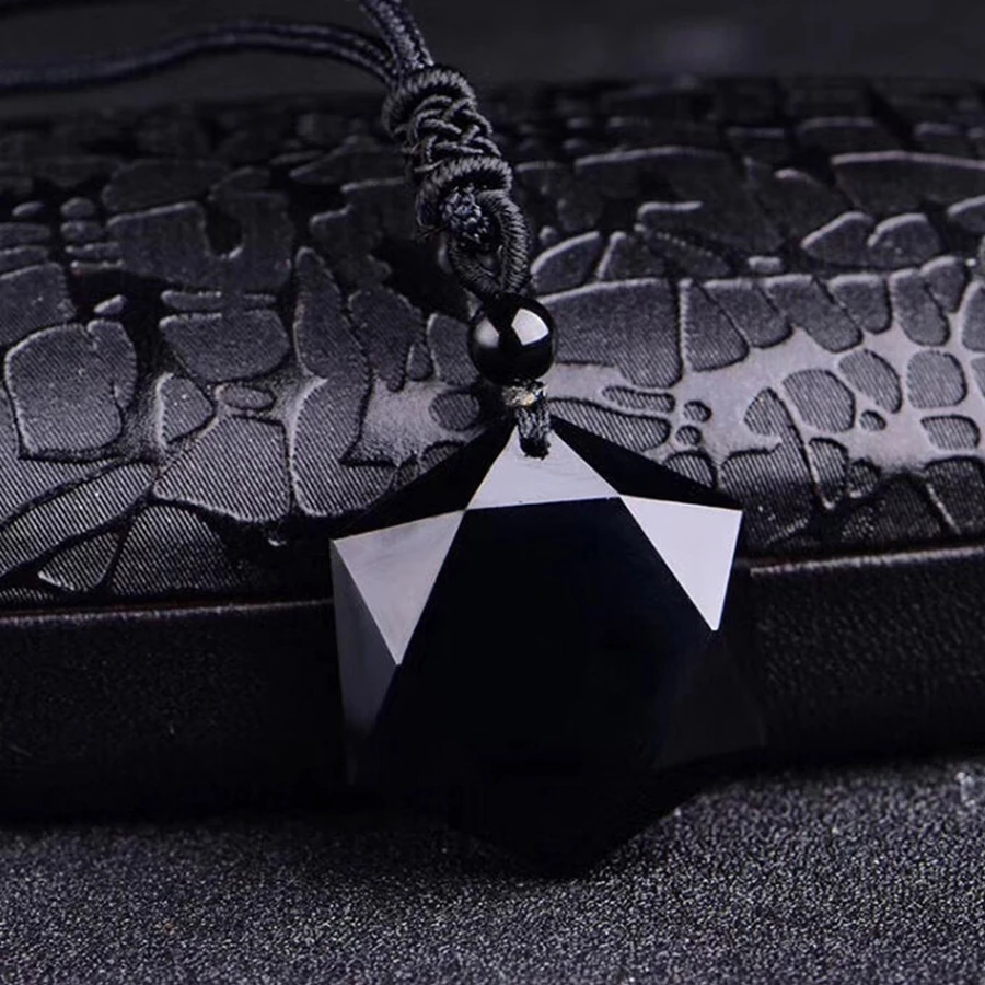 Ожерелья Obsidian с гексаграммой для женщин подвески из натурального