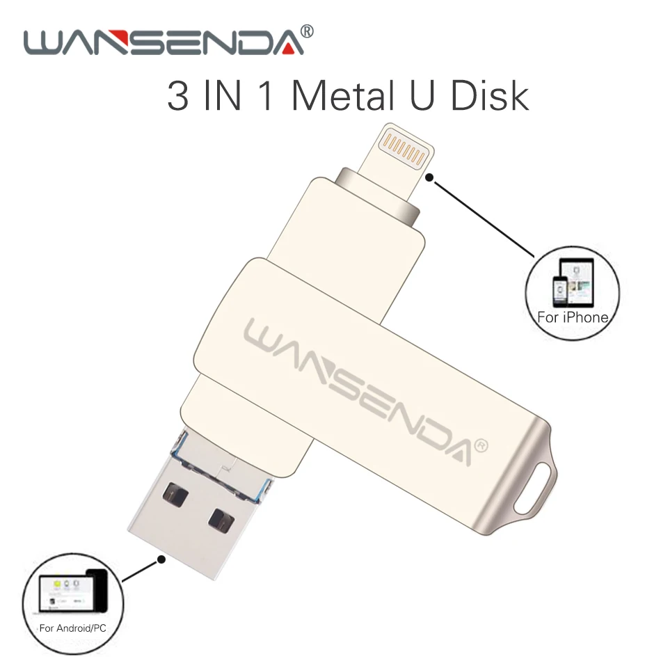 WANSENDA Usb 3 0 USB флеш накопитель 128 Гб OTG флэш 32 64 Pendrive в 1 Micro флешка для iPhone/Android/ПК|USB
