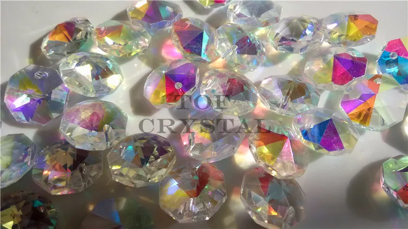 Разноцветные стеклянные Восьмиугольные Стразы 400 шт. 14 мм в 1 отверстии/2