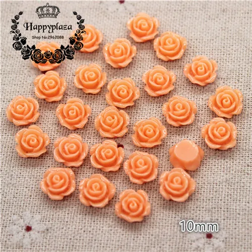 orange 100pcs 100 шт 10 мм Разноцветные милые цветы из полимера, розы с плоским основанием Кабошон DIY Ювелирные изделия/ремесло украшения - Цвет: orange 100pcs