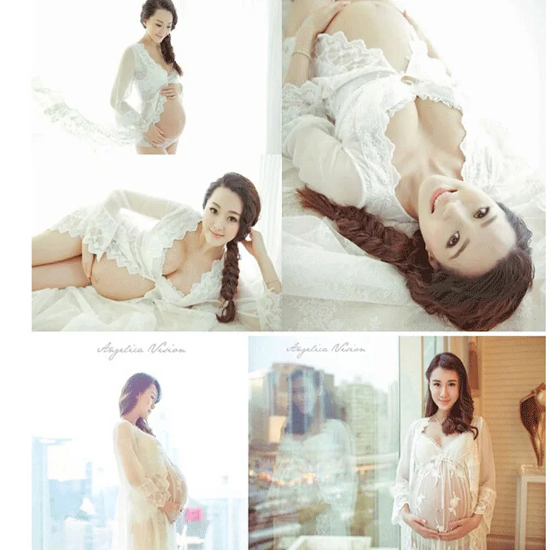 Королевский стиль белый беременным кружевном платье беременных фотографии