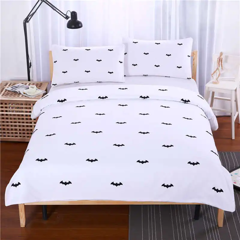 

Free shipping children cartoon black white bat bedding set 1pc duvet cover&2pcs pillow cases home textile PX
