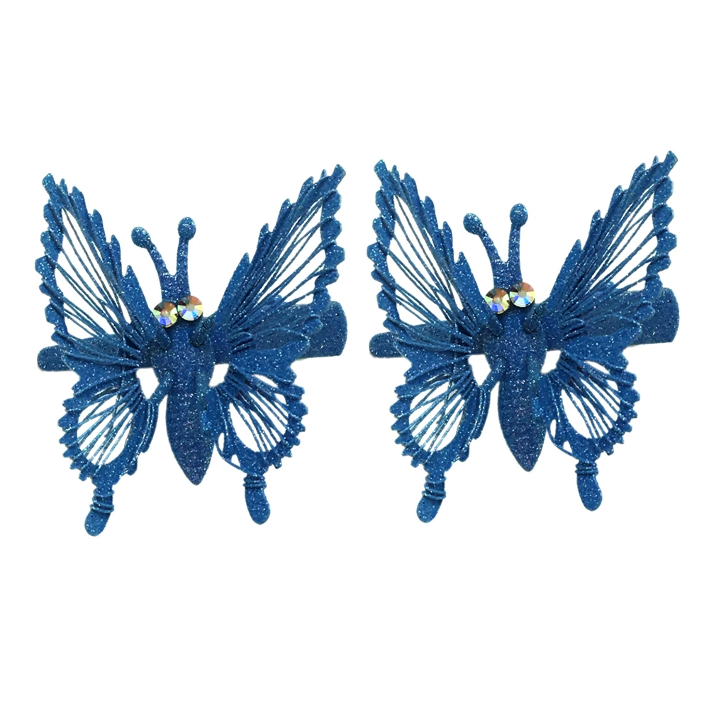 Blue Earofcorn 3D имитация головы бабочки цветок шпилька эластичность Топ зажим аксессуары для волос детская голова цветок украшения для волос - Окраска металла: Blue