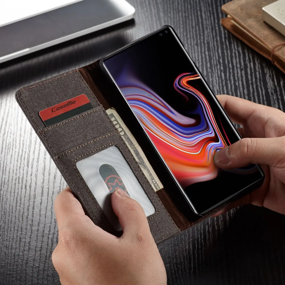 Холщовая ткань Магнитный Флип Ретро кожаный бумажник чехол для samsung Galaxy S7 EDGE/S8/S8+/S9/S9+/S10/S10+/S10e/Note8
