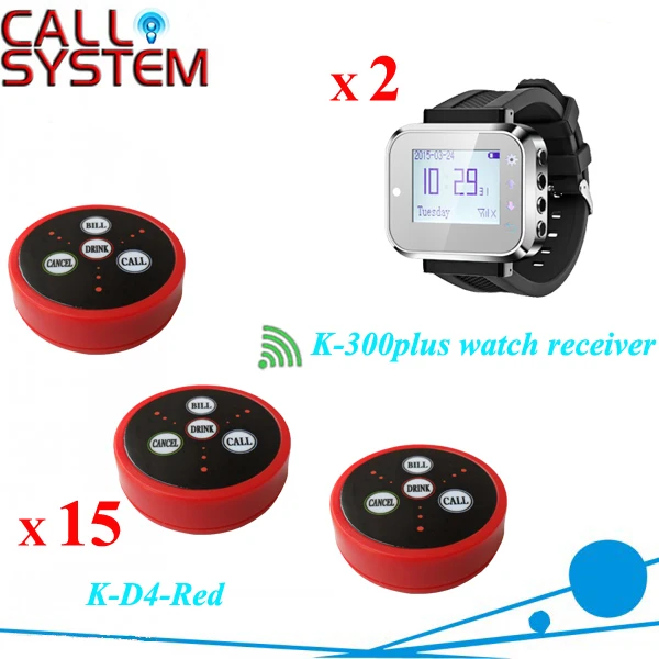 Беспроводная настольная система вызова официанта зуммер с 15 кнопками и 2 часами
