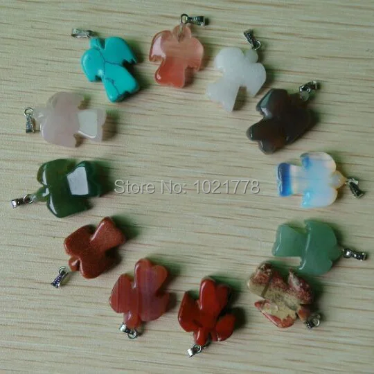 

2018 New Fashion Hot Sell natural Stone Mixed Angel charms Pendants for jewelry making 12pcs/lot Wholesale Free shipping