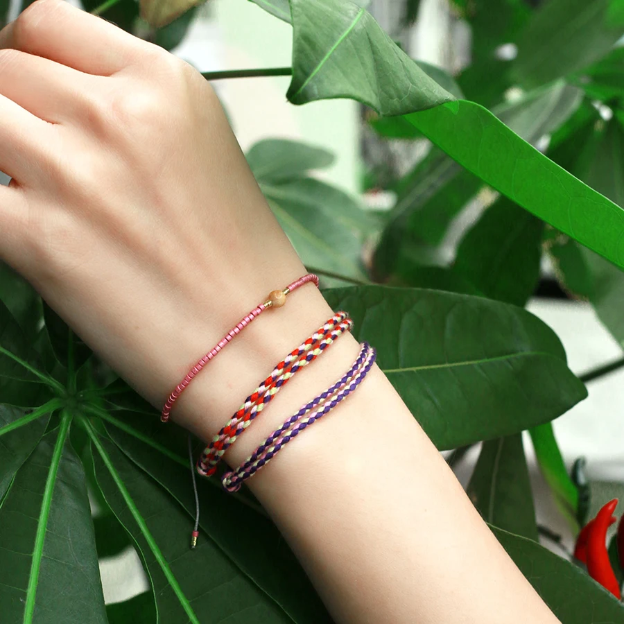 Boho ручной работы плетеный дружбы браслет нить тканая тонкая струна шнур браслет Штабелируемый простой этнические ювелирные изделия подарок для друга