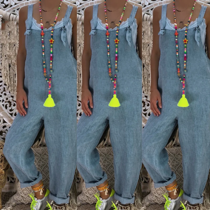 Летние повседневные Комбинезоны свободные широкие комбинезоны костюм