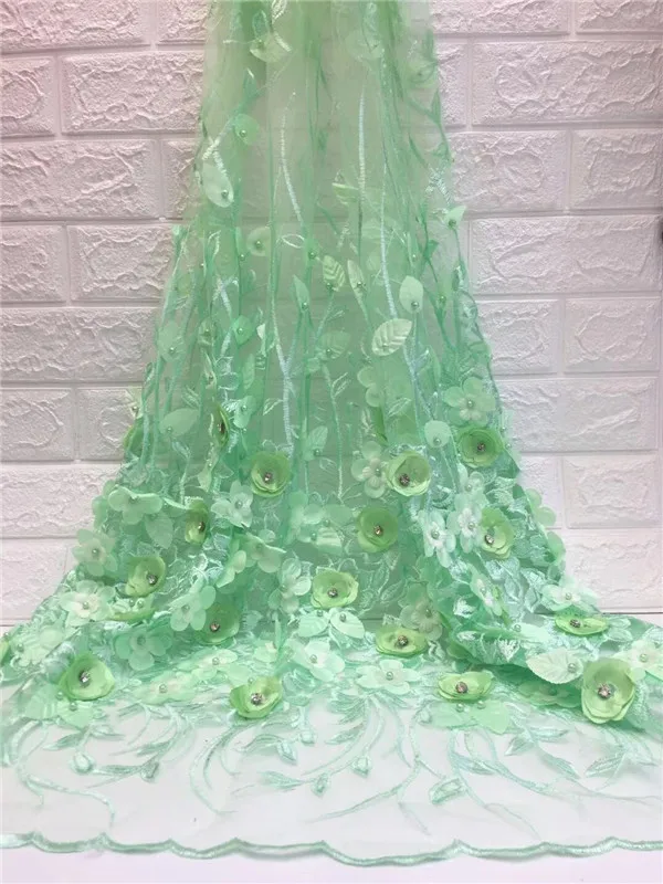 

3D Flower Applique African French Net Lace Fabric Beaded Embroidered 2018 New Nigerian Evening Dresses Guipure Mesh Fabrics pink