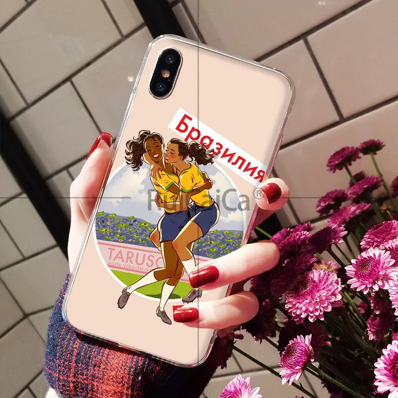 Ruicaica Sports FOOTBALL GIRL TPU Soft Silicone Transparent Phone Case for iPhone 6S 6plus 7 7plus 8 8Plus X Xs MAX 5 5S XR | Мобильные