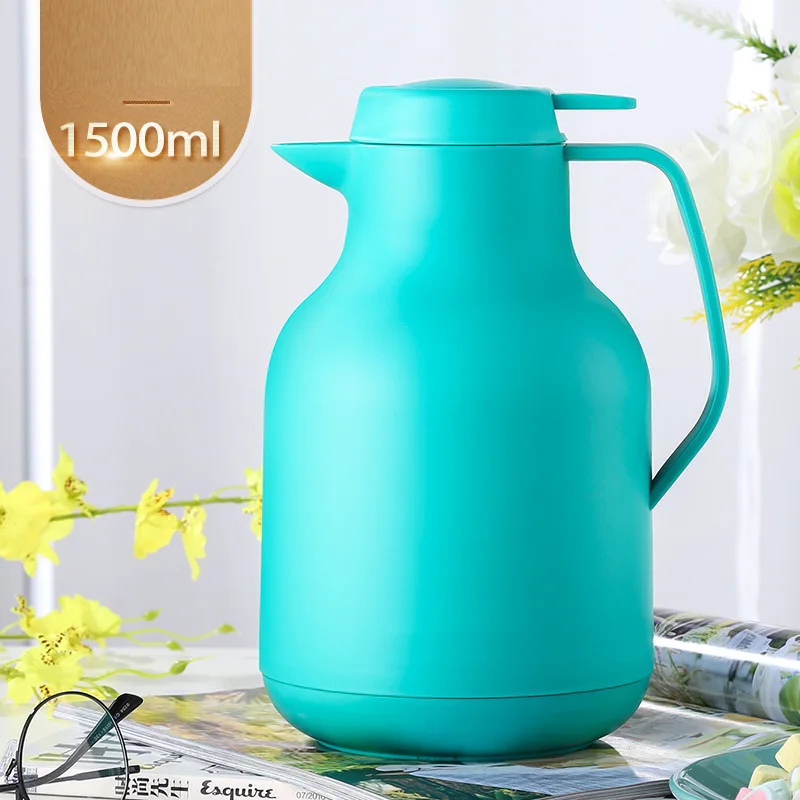 Blue Thermos 1500 мл стеклянная термоусадочная колба креативная двухслойная кофейная чайная термосы для офиса чайник большая грелка Китай - Цвет: Blue Thermos