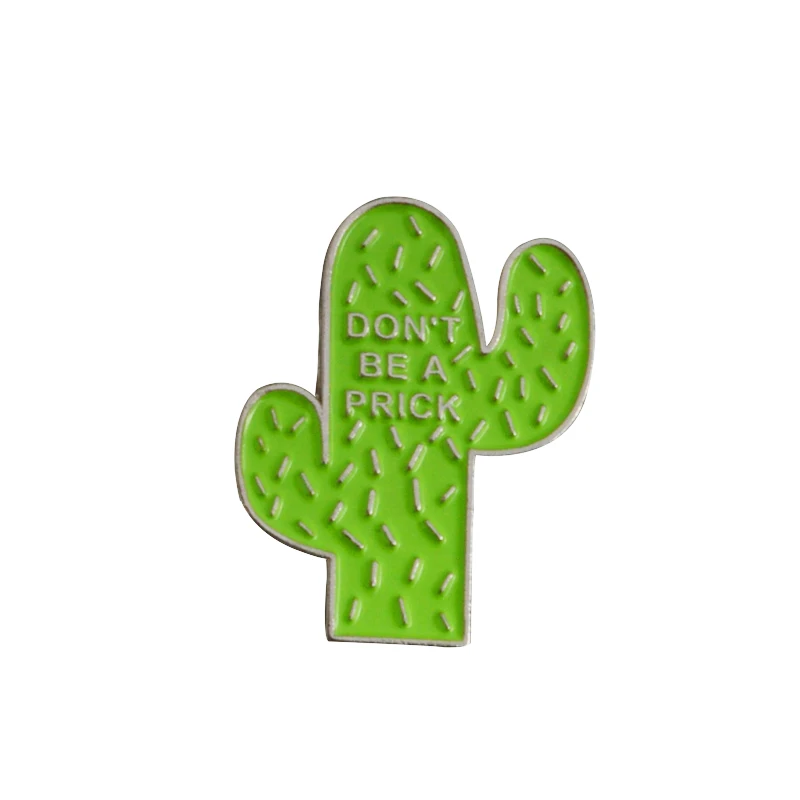 silver cactus Лимонный персик ананас кактус Эмаль Булавка завод значки с фруктами нагрудный знак брошь джинсовая рубашка мешок мультфильм ювелирные изделия подарок для детей - Окраска металла: silver cactus