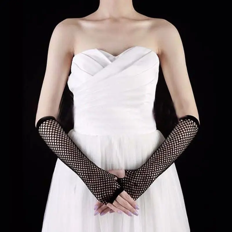 

Sexy Women Lady Punk Dance Costume Party Lace Fingerless Fishnet Gloves Mittens