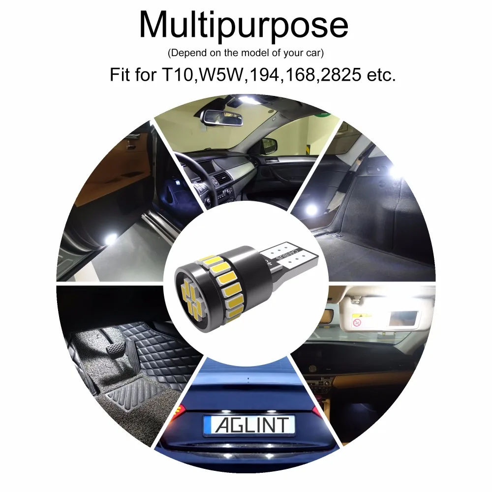 AGLINT 10 шт. T10 светодиодный Canbus 921 168 2825 W5W 3014SMD 24Chipsets Сменные лампы для автомобиля