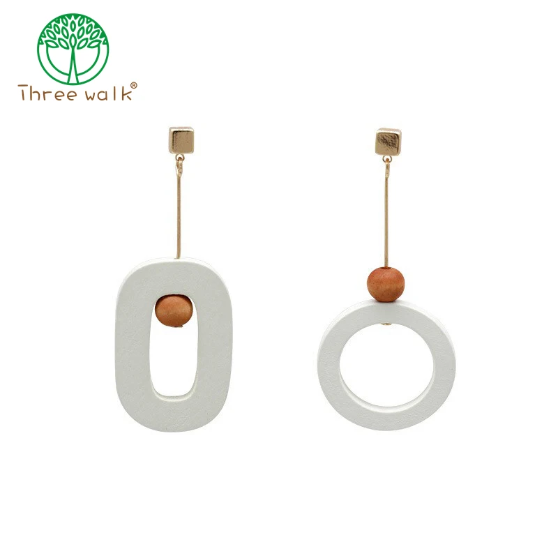 

One Pairs Only Vintage Long Geometric Wooden Earrings for Women Brand Jewelry White Wood Drop Earrings Statement Accessories