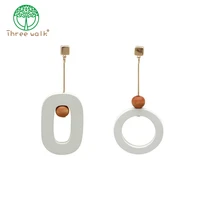 one pairs only vintage long geometric wooden earrings for women brand jewelry white wood drop earrings statement accessories