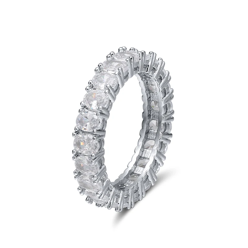 Round Zircon Effie queen Row, вечное ювелирное изделие с кристаллами, обручальное кольцо, прозрачное модное кольцо вечности для женщин, квадратное круглое циркониевое ювелирное изделие DLR16 - Цвет основного камня: Round Zircon