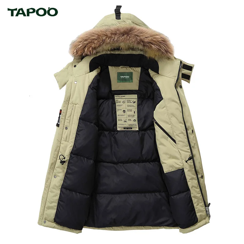Tapoo мужские пуховики, зимние куртки из полиэстера, Толстая Повседневная Верхняя одежда, ветронепроницаемые красивые теплые обычные парки и пальто с капюшоном