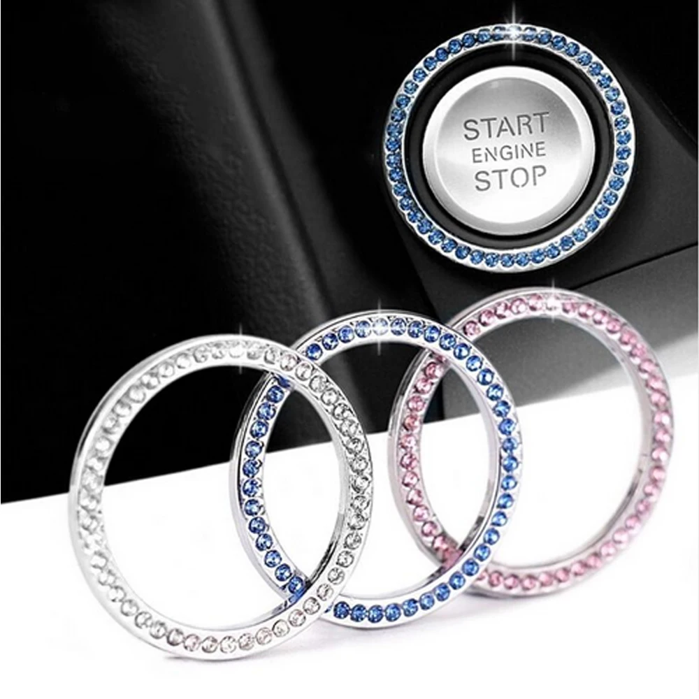 Автомобильный Кристалл Rhinestone кольцо авто двигатель старт стоп декоративное