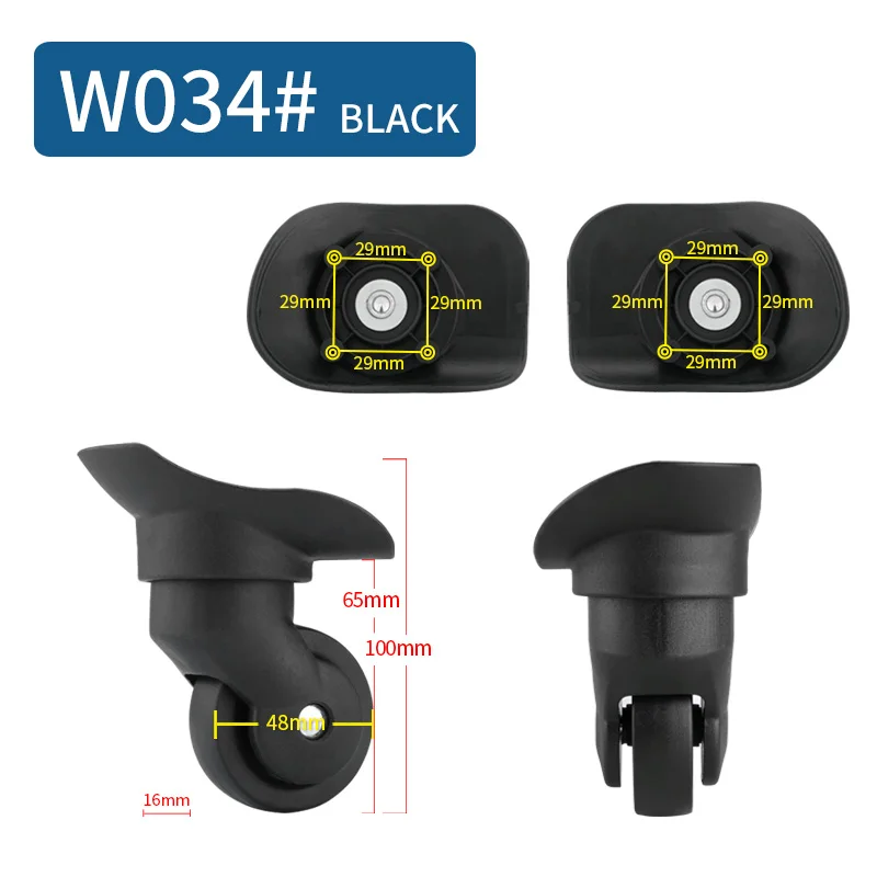 W034(2 Wheels)Black 14-30 дюймов Чехол для костюма на колесиках, универсальные аксессуары для багажа, чехол для костюма на колесиках, запчасти, высокое качество, чехол на колесиках, ролики - Цвет: W034(2 Wheels)Black