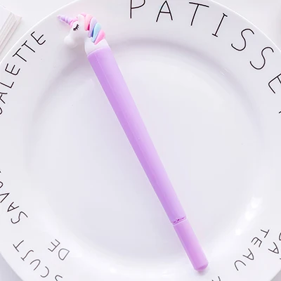 Purple unicorn 1Pcs Корейский милый Радужный Единорог гелевая ручка Kawaii Милая луна животных канцелярские принадлежности для девочек детский подарок школьные офисные принадлежности вещь Bts - Цвет: Purple unicorn 1Pcs