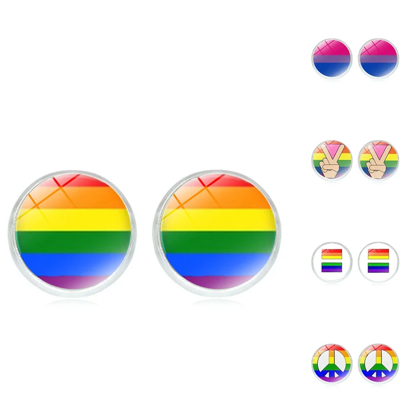 Серьги пусеты Bi Pride для геев серьги из стекла кабошона оптовая