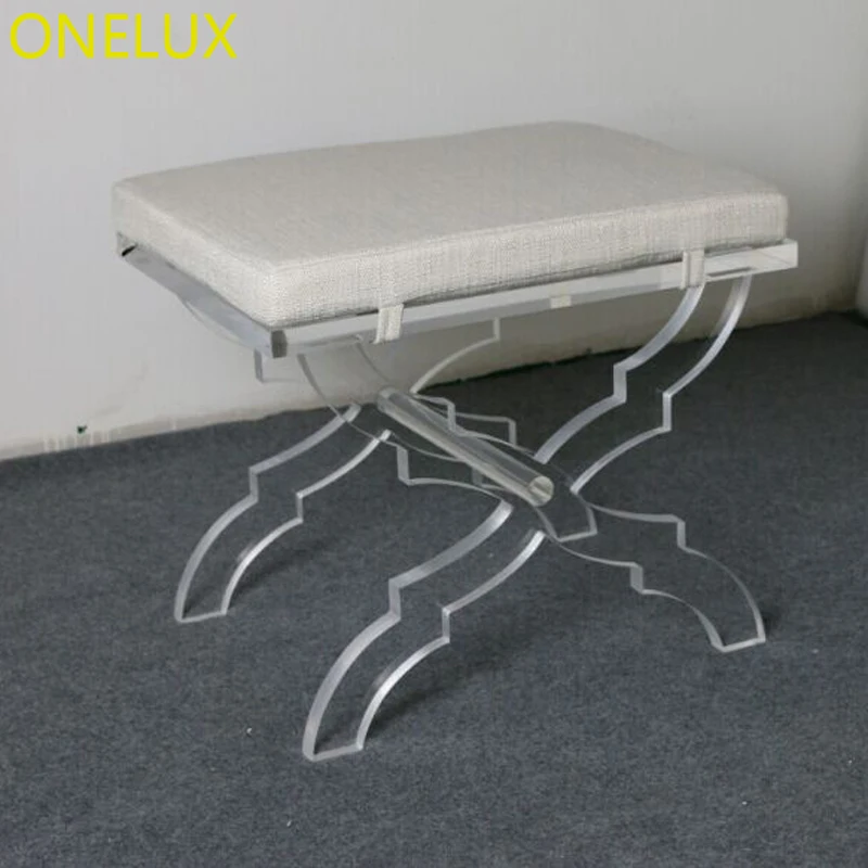 Акриловый льняной стул X Base столик для ног Lucite оттоки скамейка с подушкой|vanity