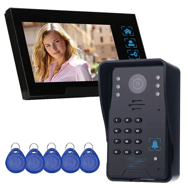 Saful 7&quotLCD Video Door Phone Night Vision video intercom Camera with RFID Keyfobs Password Keypad Access Control code unlock |