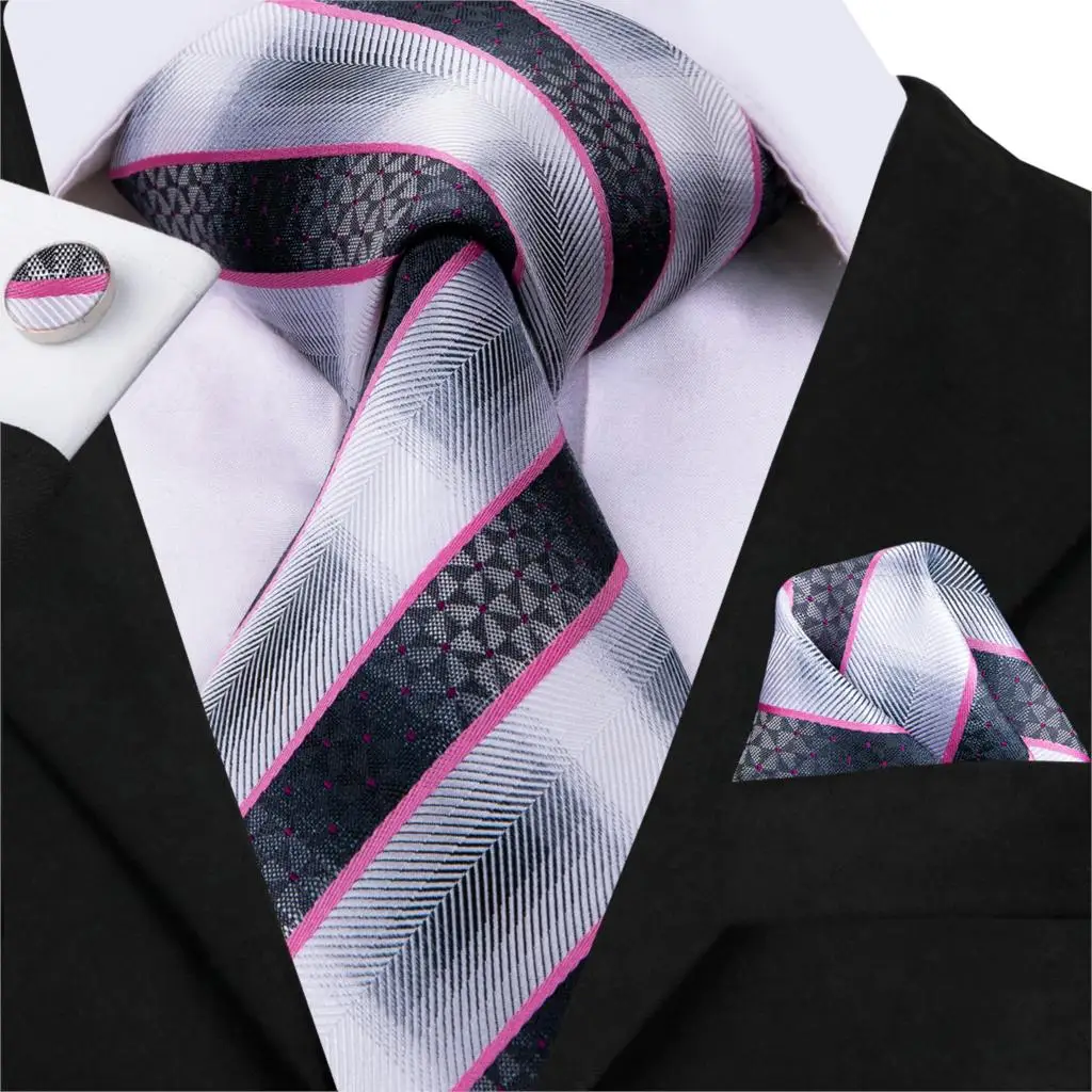 Hi Tie 2019 Новинка полосатые галстуки для мужчин 100% шелк мужской комплект галстука